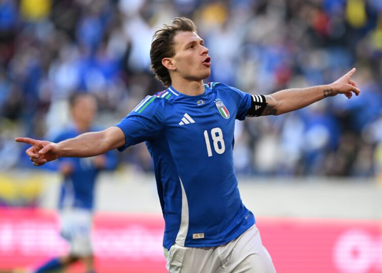 গোলের পর নিকোলা বারেল্লার উল্লাস। ছবি : ইতালি ফুটবল ফেডারেশনের ফেসবুক পেইজ।
