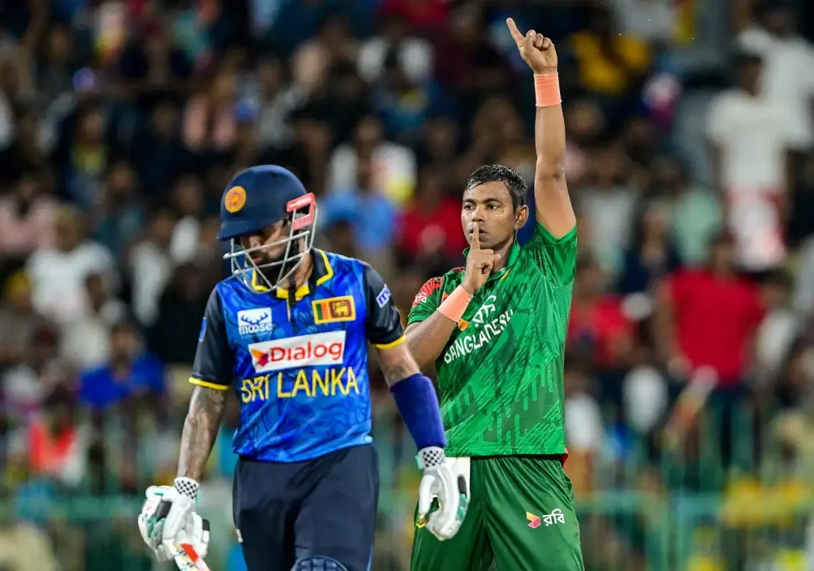 ০৫ জুলাই নিশান মাদুষ্কাকে আউট করার পর তানভির ইসলামের উচ্ছ্বাস।