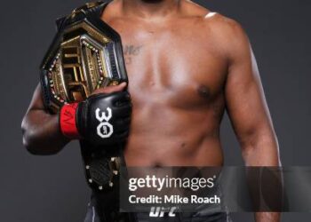 LAS VEGAS, NEVADA - MARCH 04: Jon Jones poses for a portrait after his victory during the UFC 285 event at T-Mobile Arena on March 04, 2023 in Las Vegas, Nevada. (Photo by Mike Roach/Zuffa LLC via Getty Images)