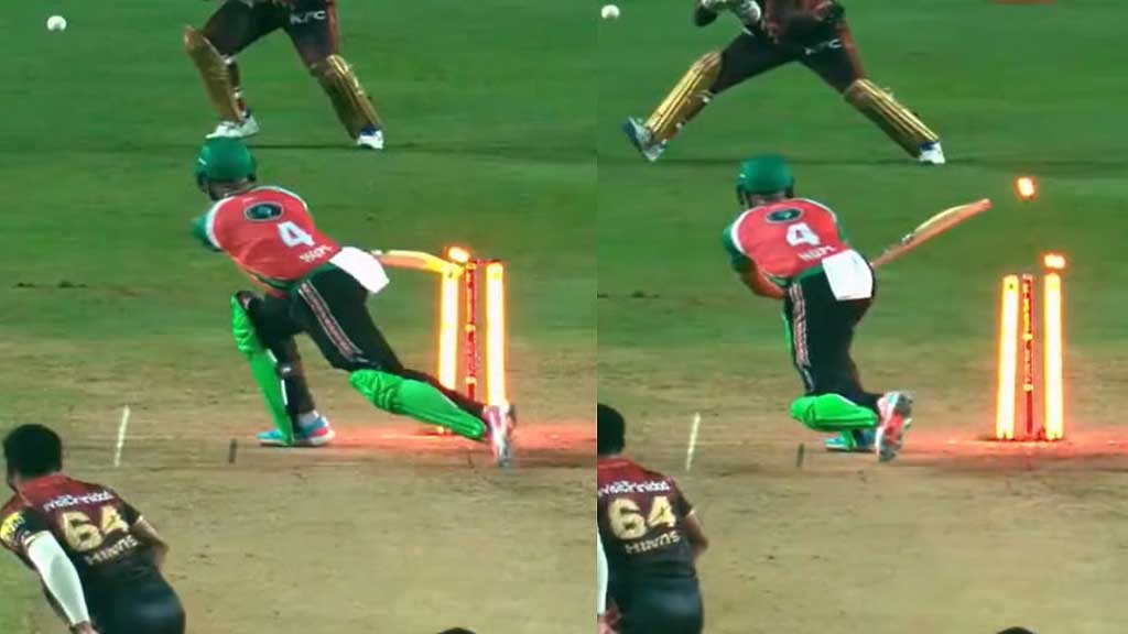 ওয়াইড বলে অদ্ভুত হিট উইকেট!