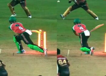 ওয়াইড বলে অদ্ভুত হিট উইকেট!