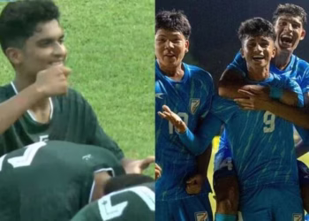 ফুটবলেও ভারতের বিপক্ষে গোল করে অদ্ভুত উল্লাস পাক স্ট্রাইকারের