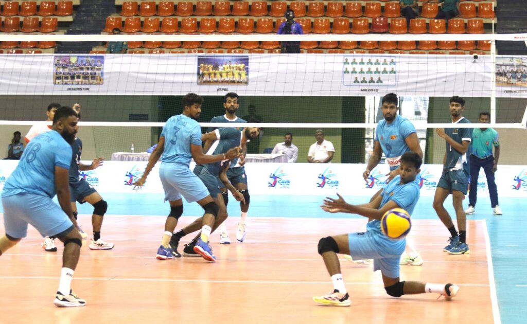 কাভা কাপ ভলিবল : বাংলাদেশ ও শ্রীলঙ্কার ম্যাচের একটি দৃশ্য