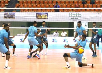 কাভা কাপ ভলিবল : বাংলাদেশ ও শ্রীলঙ্কার ম্যাচের একটি দৃশ্য