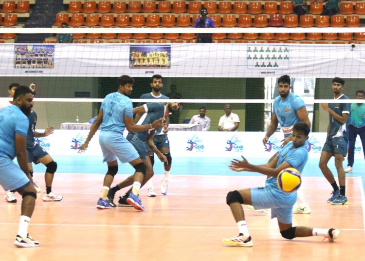 কাভা কাপ ভলিবল : বাংলাদেশ ও শ্রীলঙ্কার ম্যাচের একটি দৃশ্য