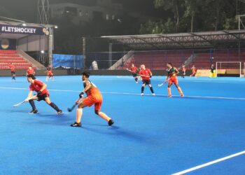 বাংলাদেশ-চিলি হকি ম্যাচের একটি দৃশ্য