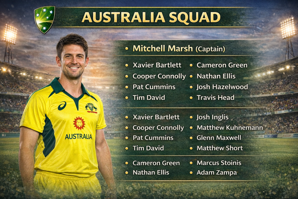 টি-২০ বিশ্বকাপের স্কোয়াড ঘোষণা অস্ট্রেলিয়ার
