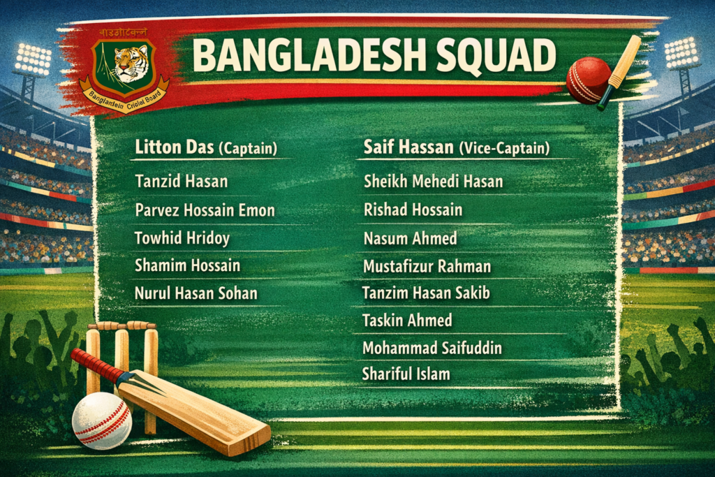 টি-টোয়েন্টি বিশ্বকাপ দল ঘোষণা টাইগারদের