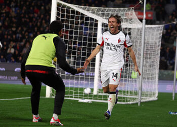 এসি মিলানকে জয়সূচক গোল এনে দেয়ার পর লুকা মদ্রিচের উচ্ছ্বাস। (ছবি: গেটি ইমেজেস)