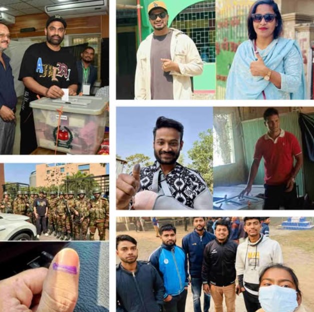 জাতীয় নির্বাচনে ভোট দিয়ে ক্রিকেটারদের উচ্ছ্বাস।