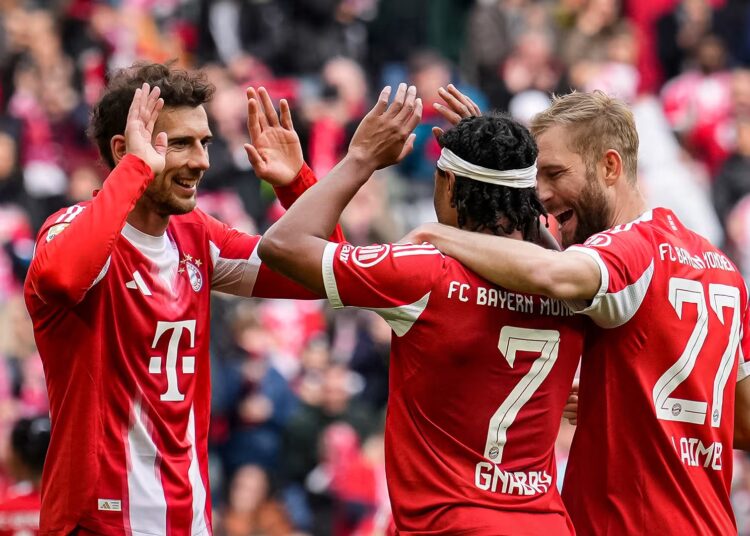 ইউনিয়ন বার্লিনের বিপক্ষে গোলের পর বায়ার্ন মিউনিখের খেলোয়াড়রা
