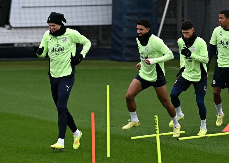 অনুশীলনে ম্যানসিটির খেলোয়াড়রা