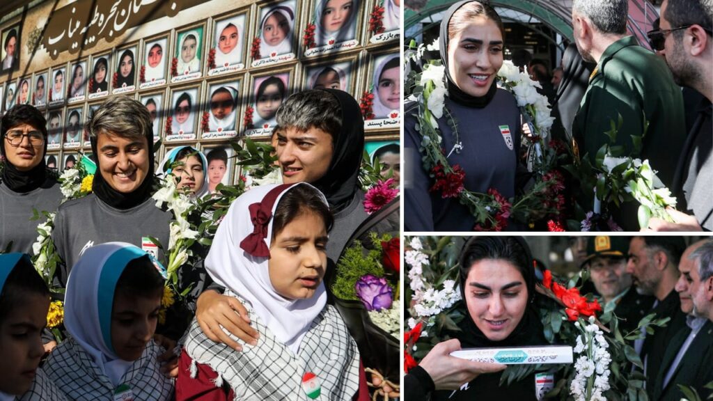 যুদ্ধের মাঝেই দেশে ফিরে সংবর্ধনা পেল ইরানের নারী ফুটবলাররা