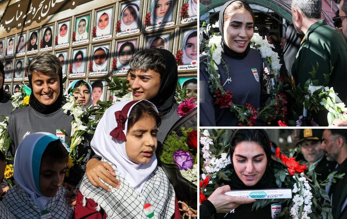 যুদ্ধের মাঝেই দেশে ফিরে সংবর্ধনা পেল ইরানের নারী ফুটবলাররা