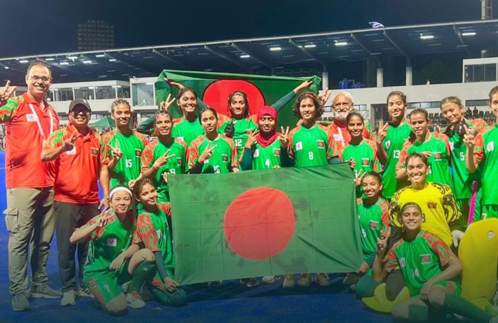 এশিয়ান গেমস নারী হকিতে ইতিহাস গড়ল বাংলাদেশ।