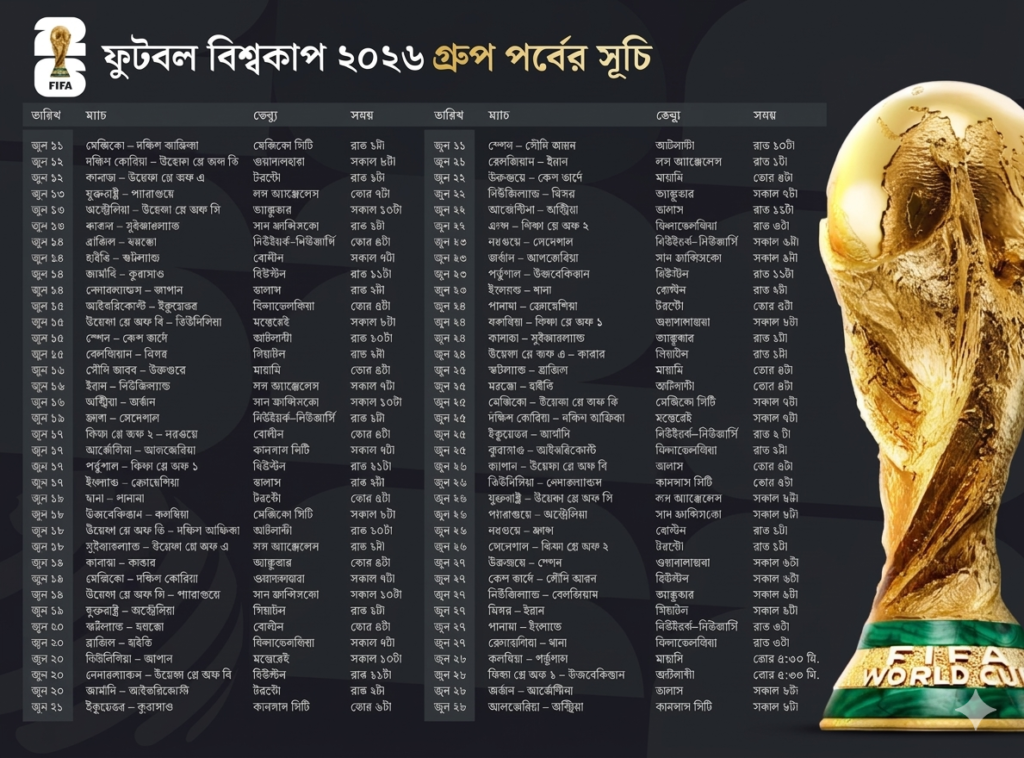 দেখে নিন বিশ্বকাপের চূড়ান্ত ৪৮ দল