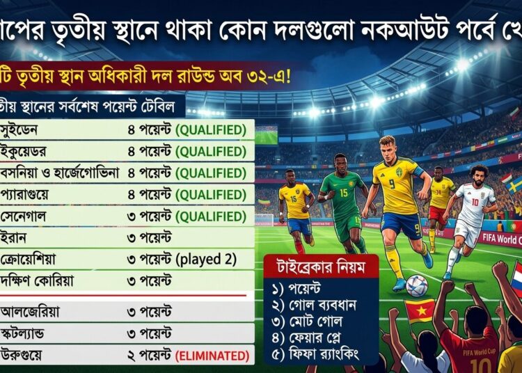 তৃতীয় স্থানে থাকা কোন দলগুলো