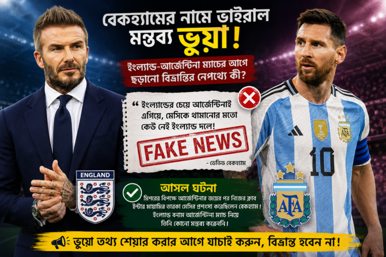 বেকহ্যামের নামে ভাইরাল ‘ইংল্যান্ড হারবে, মেসিকে থামানো যাবে না’-দাবিটি ভুয়া