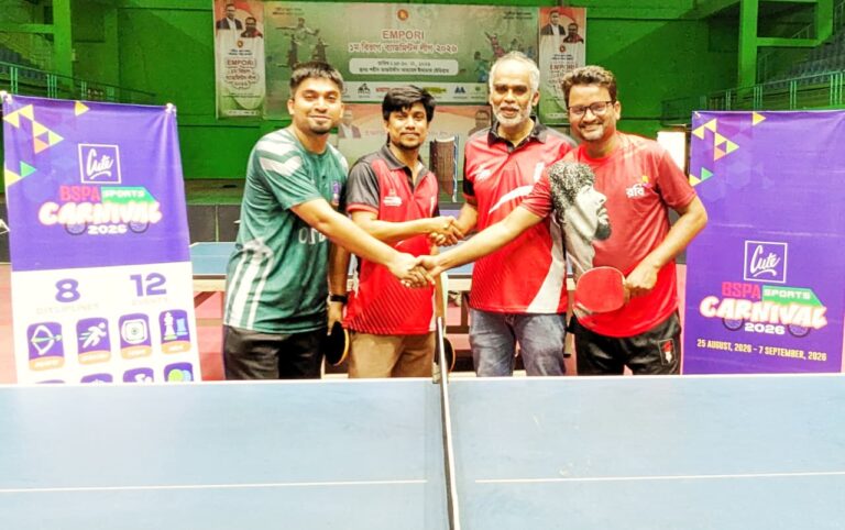 বিএসপিএ টেবিল টেনিসে রানার্স আপ শামীম হাসান ও শেখ সাদী জুটি